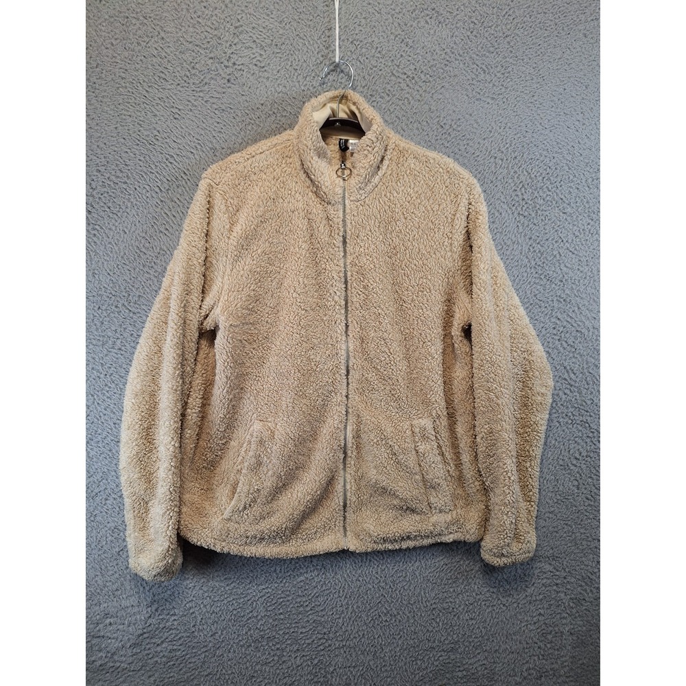 Divided by H&M Sherpa Fleece Jacket Womens Medium Beige Classic Outdoor Full Zip